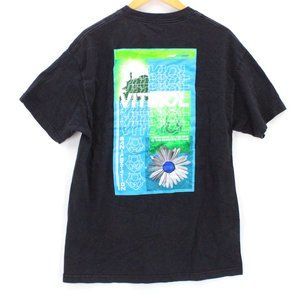 Vintage VITRIOL Shirt Mens Black Short Sleeve Big Logo Graphic Flower Sz L Y2K
